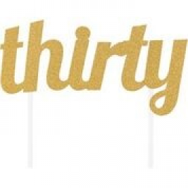 Gold Color  Glitter  Letters "Thirty"  Cake Topper