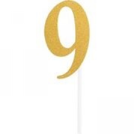 Gold Color  Glitter "Nine" Number Cake Topper