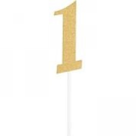 Gold Color Glitter "One" Number Cake Topper