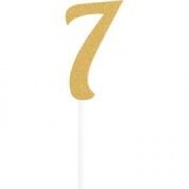 Gold Color Glitter  "Seven" Number Cake Topper