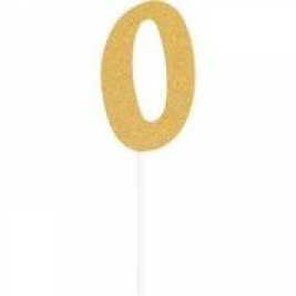 Gold Color Glitter "Zero" Number Cake Topper