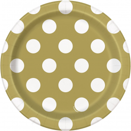 Gold Polka Dots Plates 7" (8pk)