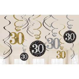 Gold Sparkling Celebration 30th Swirl Decorations