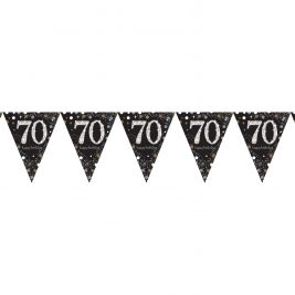 Gold Sparkling Celebration 70th Plastic Pennant Bunting 4m x 20cm