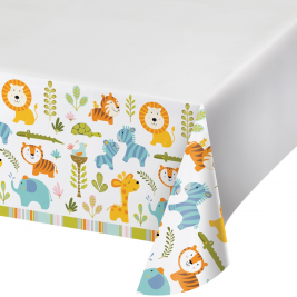 Happi Jungle Plastic Tablecover with Border 54" x 102"