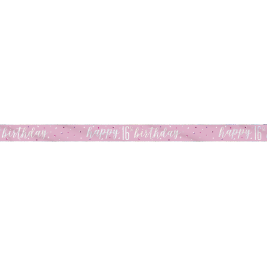 Happy 16TH Birthday Glitz Pink & Silver Banner