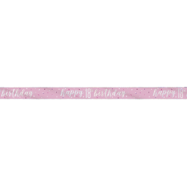 Happy 18TH Birthday Glitz Pink & Silver Banner