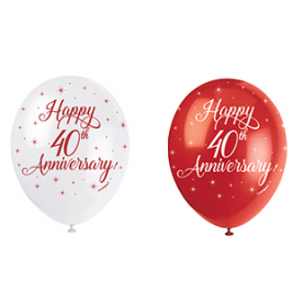 HAPPY 40TH ANNIVERSARY BALLOONS PACK OF 5