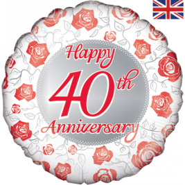 Happy 40th Anniversary  Foil Balloon
