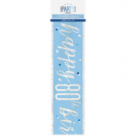 HAPPY 80TH BIRTHDAY GLITZ BLUE & SILVER FOIL BANNER