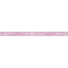 Happy 80TH Birthday Glitz Pink & Silver Banner