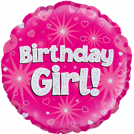 Happy  Birthday Girl Holographic 18" Foil Balloon