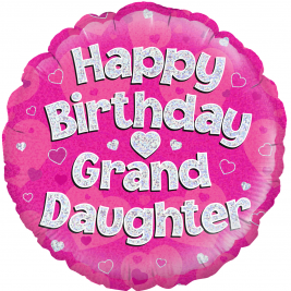 Happy Birthday Granddaughter Holographic 18" Foil Balloon