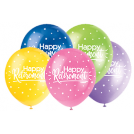 HAPPY RETIREMENT  COLOR ASSORTED BALLOONS PACK OF 5