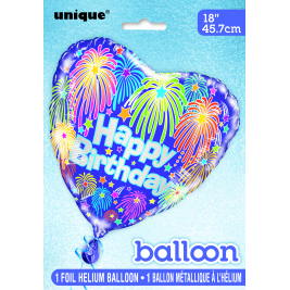 Heart Birthday Fireworks Foil Balloon