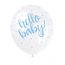 HELLO BABY BLUE COLOR PRINTED BALLOONS PACK OF 5