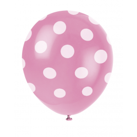 Hot Pink Dots Printed 12" Balloons (6pk)