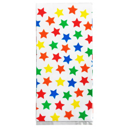Large Stars Cello Bags with Red Ties Pack of 20