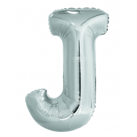 Letter "J" Silver 34" Foil Balloon