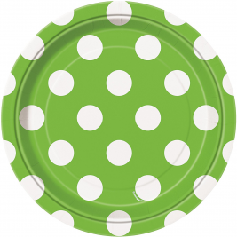 Lime Green Dots Plates 7" (8pk)