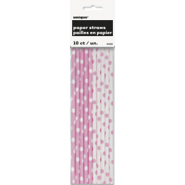 Lovely Pink Dots Paper Straws (10pk)