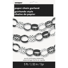 Midnight Black Dots Paper Chain 5ft