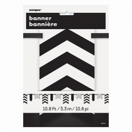 Midnight Black Dots,Stripes & Chevron Paper Pennant Banner 12ft