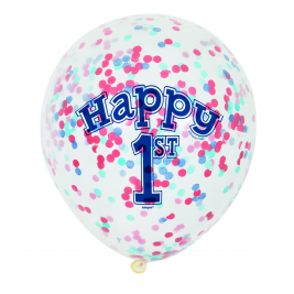 Nautical 1st Birthday Clear Balloons With Confetti 12" (8pk)