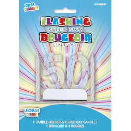 Number 50 Flashing Candle Holder With 4 Birthday Candles