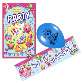 Official Shopkins Party Decoration Pack including Balloons, Banner and Door Poster