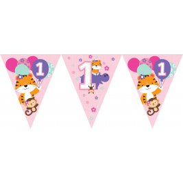 One is Fun Girl Flag Bunting