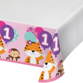 One is Fun Girl Plastic Tablecover Border 54" x 102"