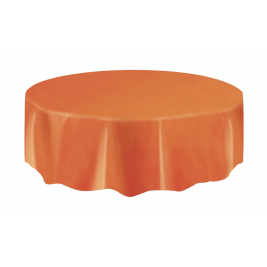 Orange Round Plastic Tablecover 84"