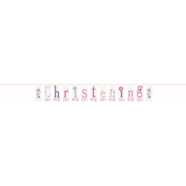 Pink Christening Flag Banner 5.75ft