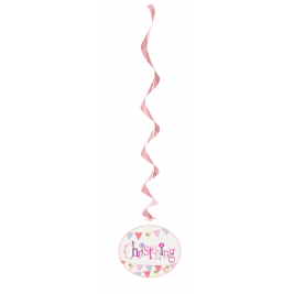 Pink Christening Hanging Decorations (3pk)