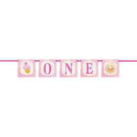 Pink & Gold 1st Birthday Block Banner