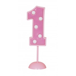 Pink Number 1 Flashing Decoration