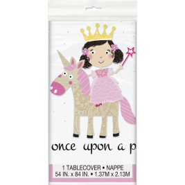 Pink Princess & Unicorn Plastic Tablecover 54" x 84"
