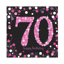 Pink Sparkling Celebration 70th Luncheon Napkins 33cm - Pack of 16