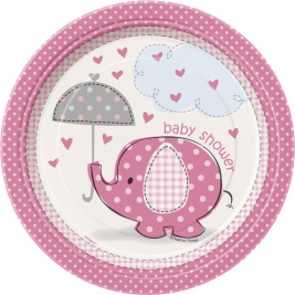 Pink Umbrellaphants Plates 7" (8pk)