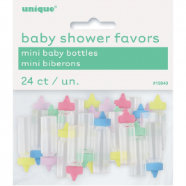 Plastic Mini Baby Bottles Assorted Colours (24pk)