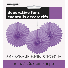 Pretty Purple Tissue Decorative Fans 6" (3pk)