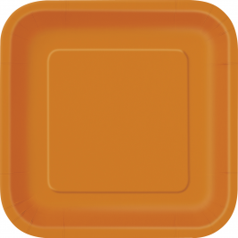 Pumpkin Orange Square Plates 9" (14pk)