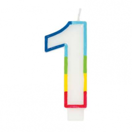 Rainbow Border Number 1 Birthday Candle