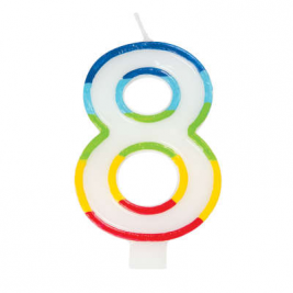 Rainbow Border Number 8 Birthday Candle