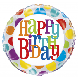 Rainbow Dot Happy Birthday 18" Foil Balloon