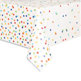 Rainbow Polka Dot Plastic Tablecover 54" x 84"