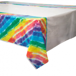 Rainbow Tie Dye Plastic Tablecover 54" x 84"