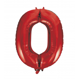 Red Foil Balloon Number 0 - 34"