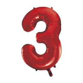 Red Foil Balloon Number 3 - 34"